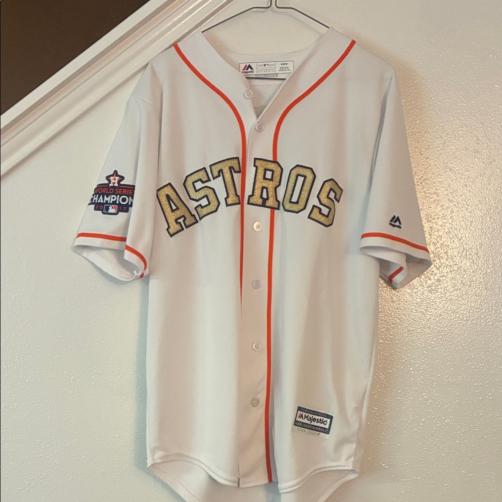 Majestic Astros White Jersey with Orange Trim